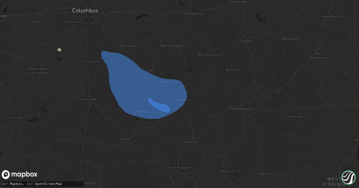 Hail map in The Plains, OH on September 19, 2026