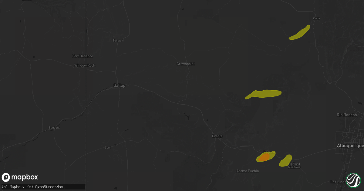 Hail map in Thoreau, NM on September 19, 2026