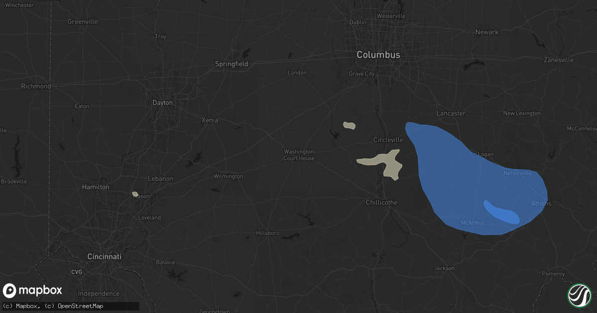 Hail map in Washington Court House, OH on September 19, 2026