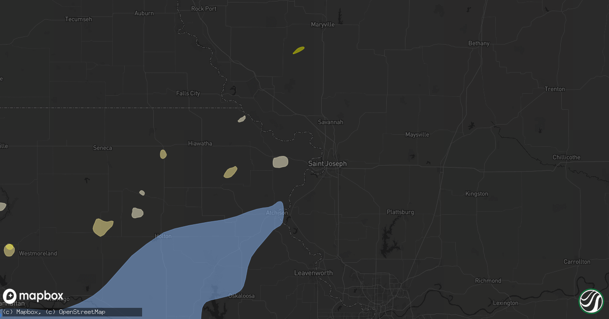 Hail map in Wathena, KS on September 19, 2026