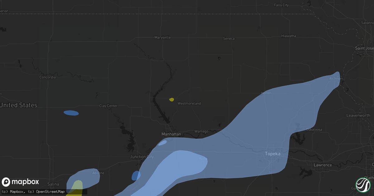Hail map in Westmoreland, KS on September 19, 2026