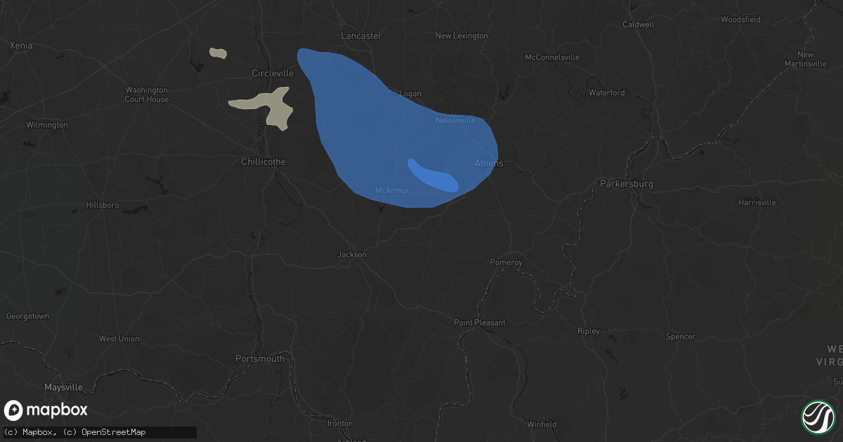 Hail map in Wilkesville, OH on September 19, 2026