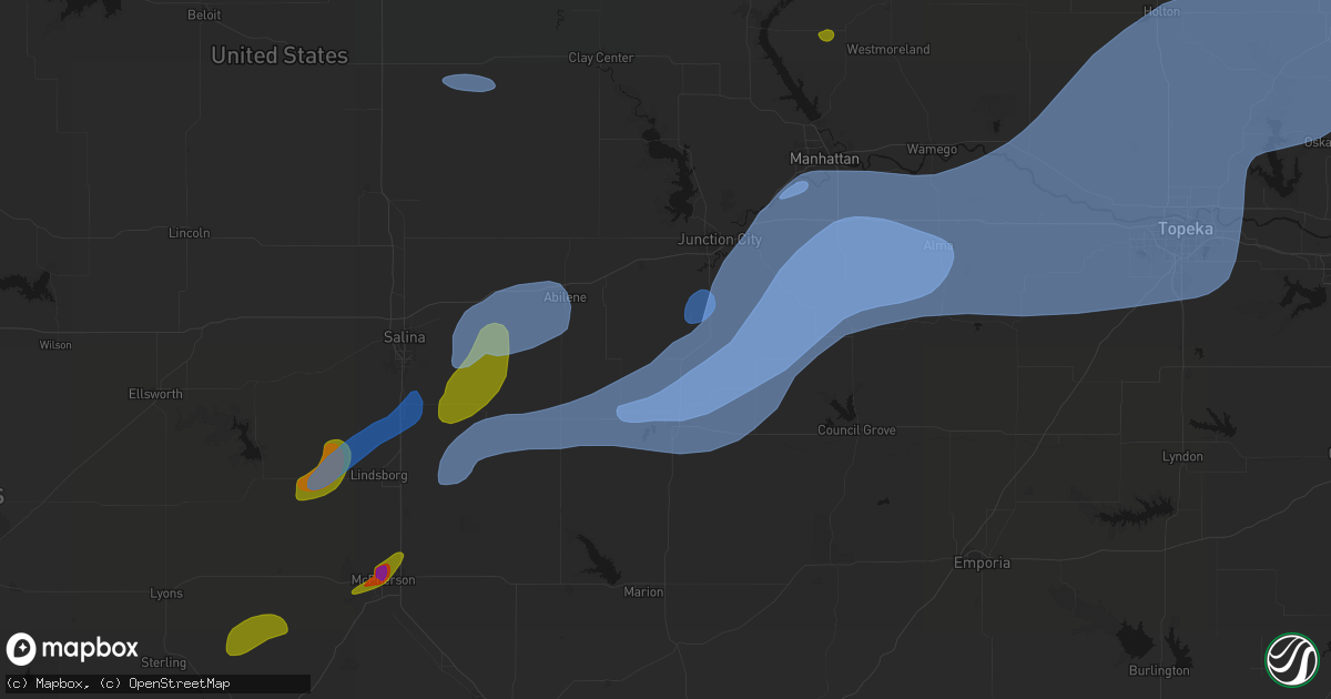 Hail map in Woodbine, KS on September 19, 2026