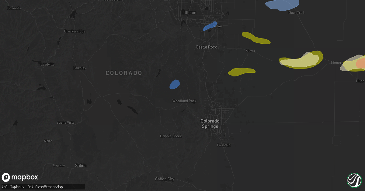 Hail map in Woodland Park, CO on September 19, 2026