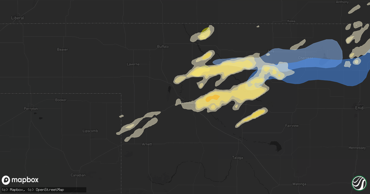 Hail map in Woodward, OK on September 19, 2026
