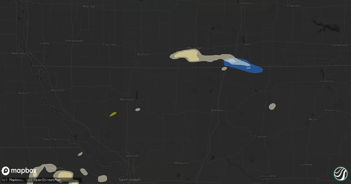 Hail map in Worth, MO on September 19, 2026
