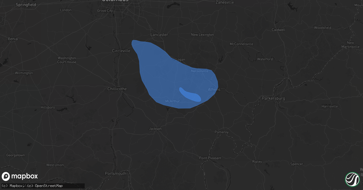Hail map in Zaleski, OH on September 19, 2026