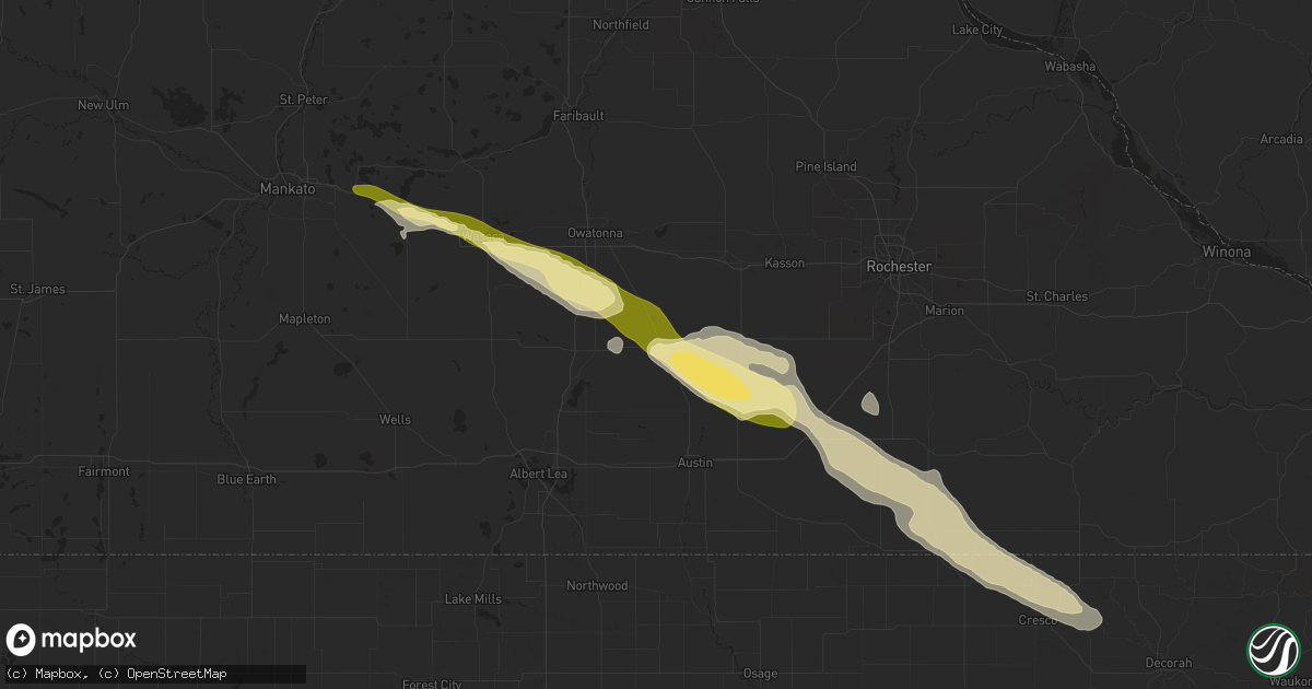 Hail map in Blooming Prairie, MN on September 20, 2014