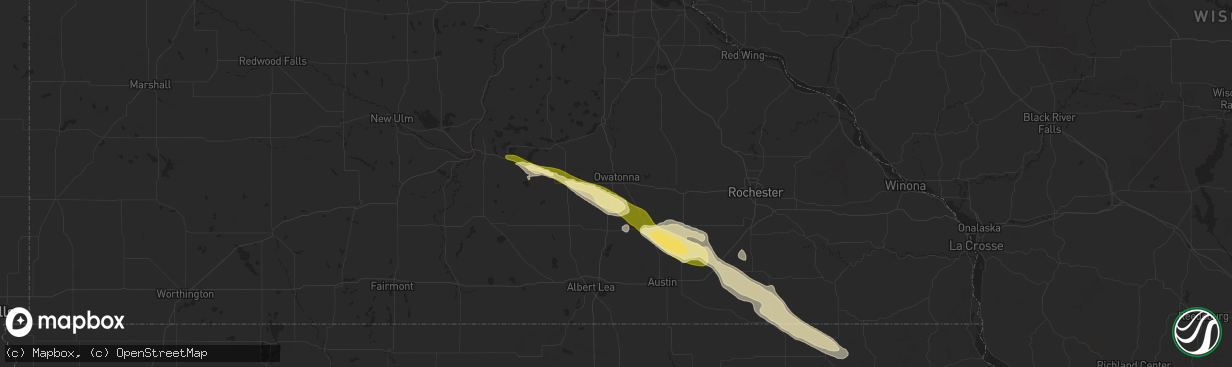 Hail map in Owatonna, MN on September 20, 2014