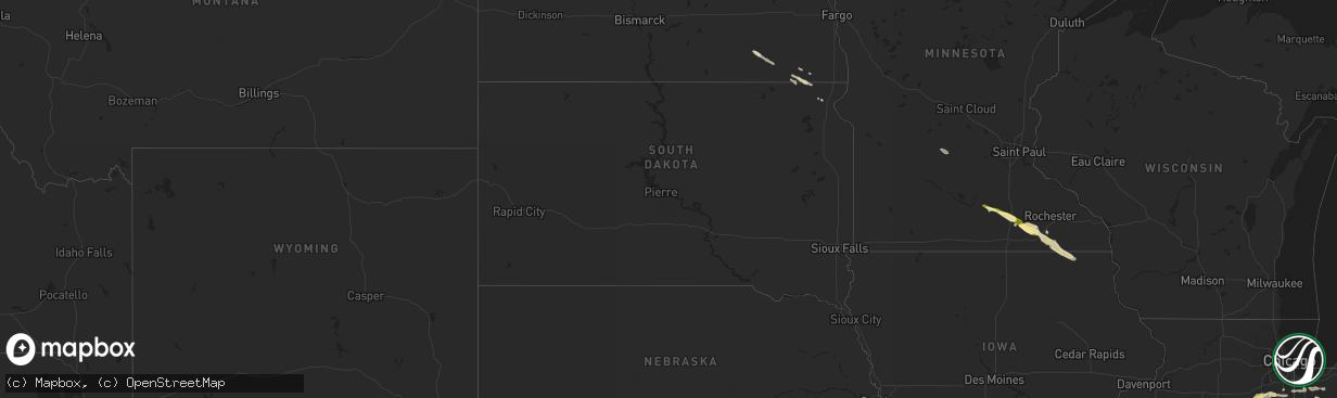 Hail map in South Dakota on September 20, 2014