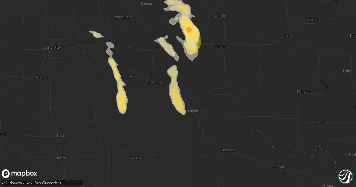Hail map in Hedley, TX on September 20, 2015
