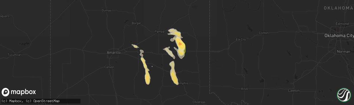 Hail map in Mclean, TX on September 20, 2015
