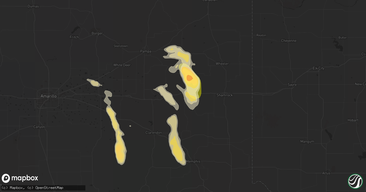 Hail map in Mclean, TX on September 20, 2015