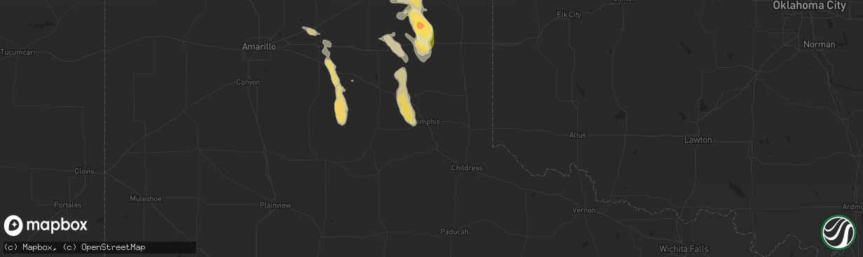 Hail map in Memphis, TX on September 20, 2015