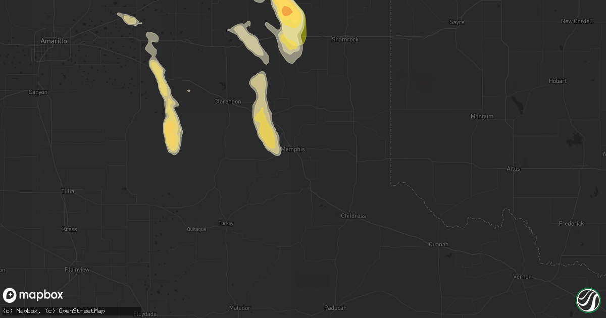 Hail map in Memphis, TX on September 20, 2015