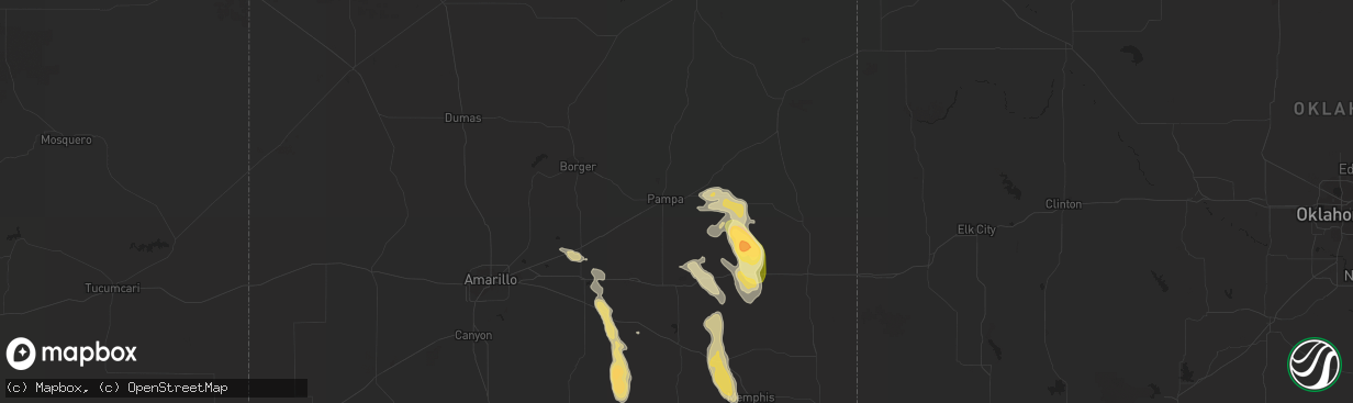 Hail map in Pampa, TX on September 20, 2015