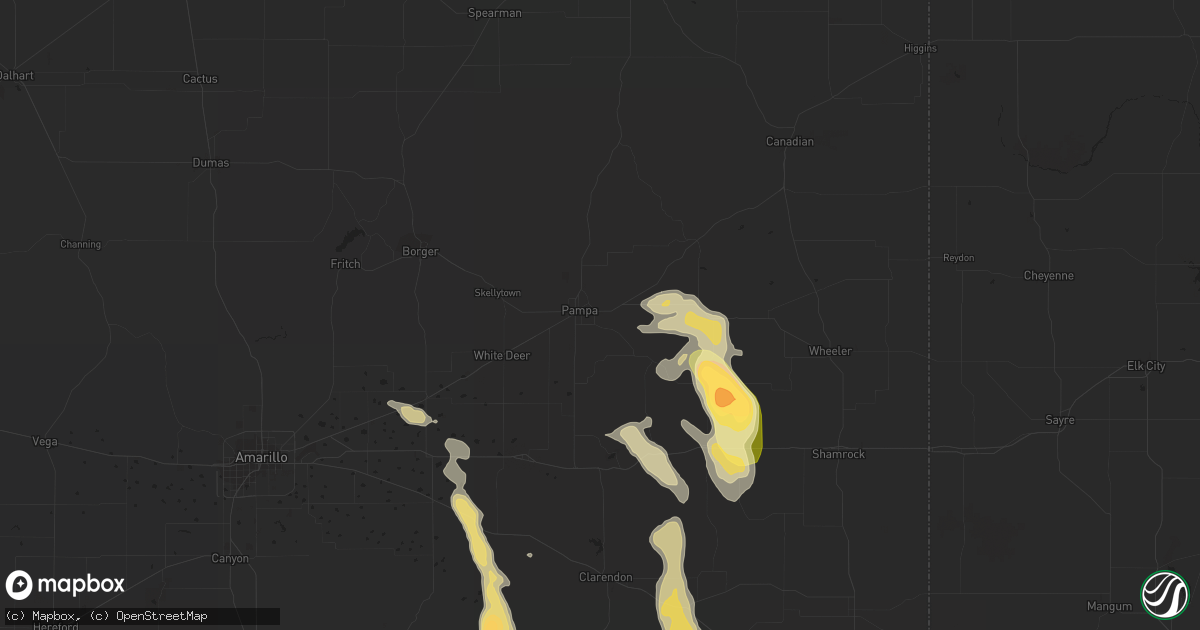 Hail map in Pampa, TX on September 20, 2015