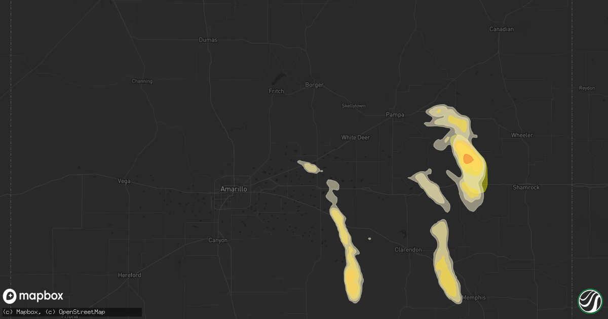 Hail map in Panhandle, TX on September 20, 2015