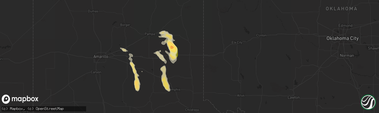 Hail map in Shamrock, TX on September 20, 2015