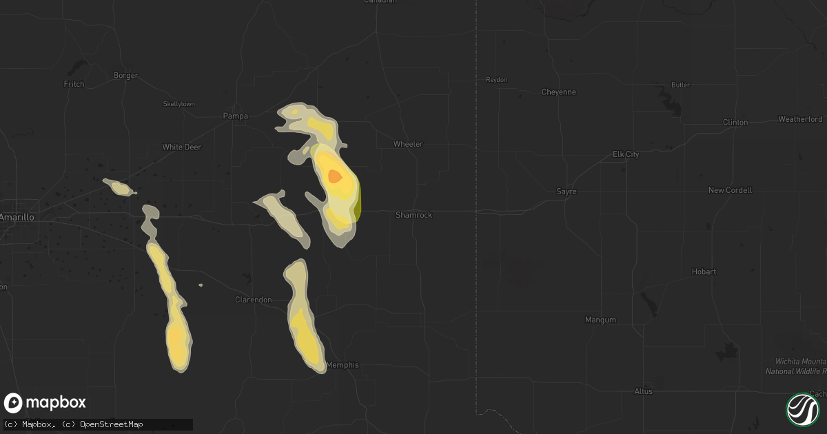 Hail map in Shamrock, TX on September 20, 2015