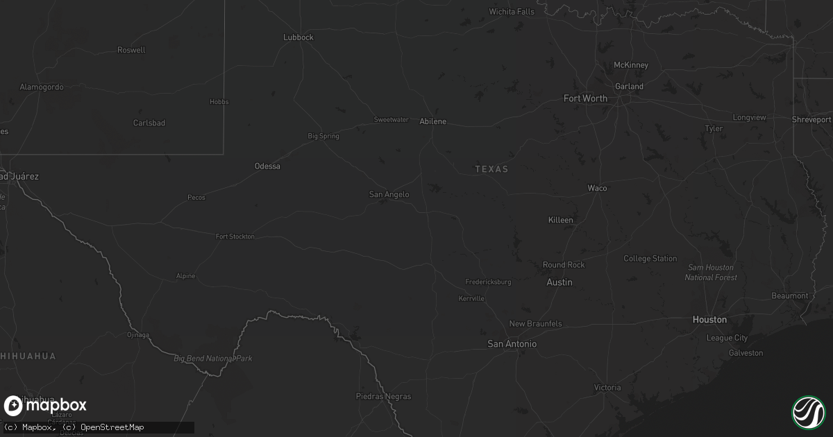 Hail map in Texas on September 20, 2015
