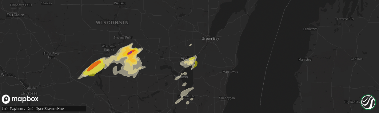 Hail map in Appleton, WI on September 20, 2017