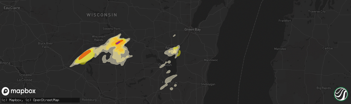 Hail map in Menasha, WI on September 20, 2017