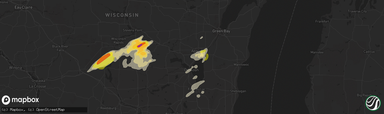 Hail map in Neenah, WI on September 20, 2017