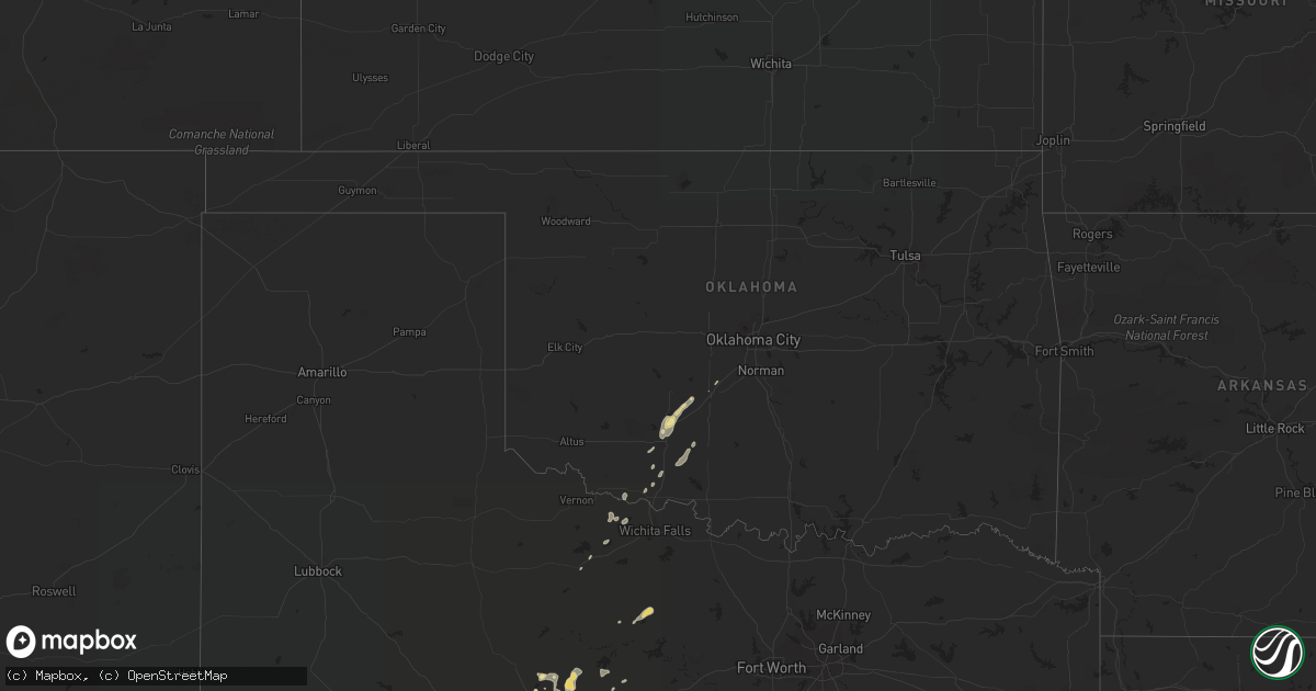 Hail map in Oklahoma on September 20, 2017