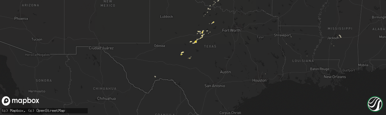 Hail map in Texas on September 20, 2017