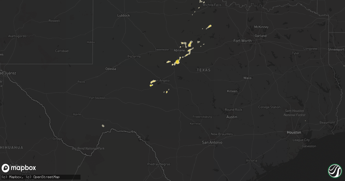 Hail map in Texas on September 20, 2017