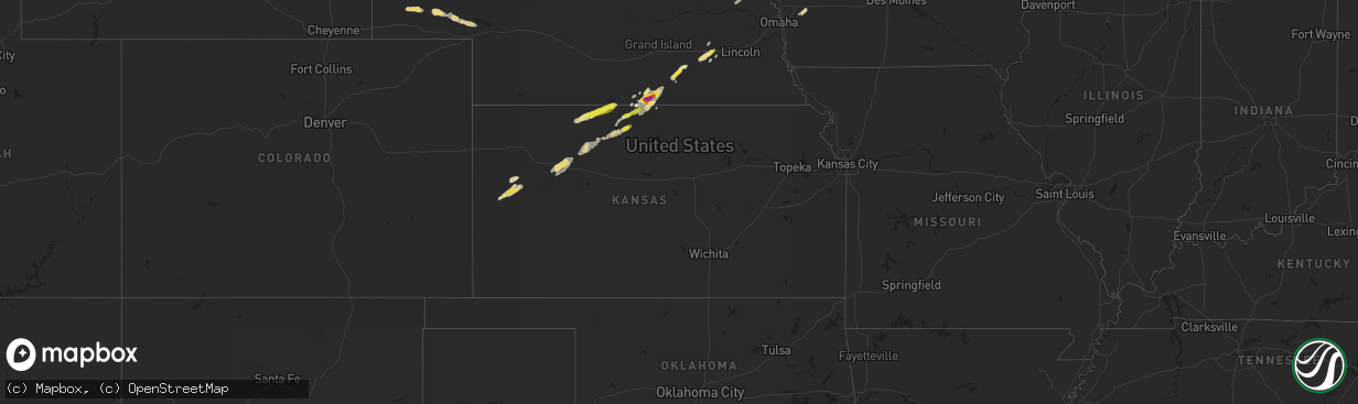 Hail map in Kansas on September 20, 2018