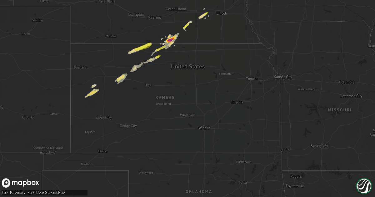 Hail map in Kansas on September 20, 2018