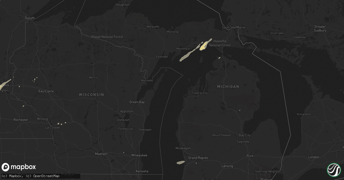 Hail map in Michigan on September 20, 2018