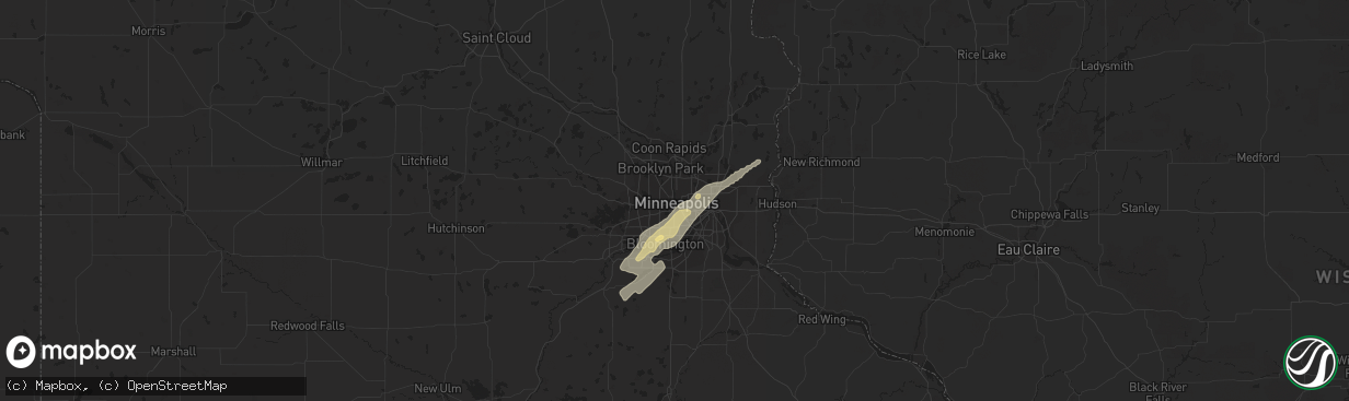 Hail map in Minneapolis, MN on September 20, 2018