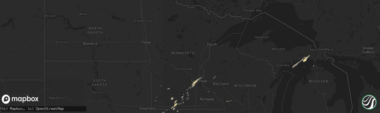 Hail map in Minnesota on September 20, 2018