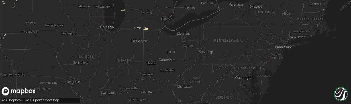 Hail map in Ohio on September 20, 2018