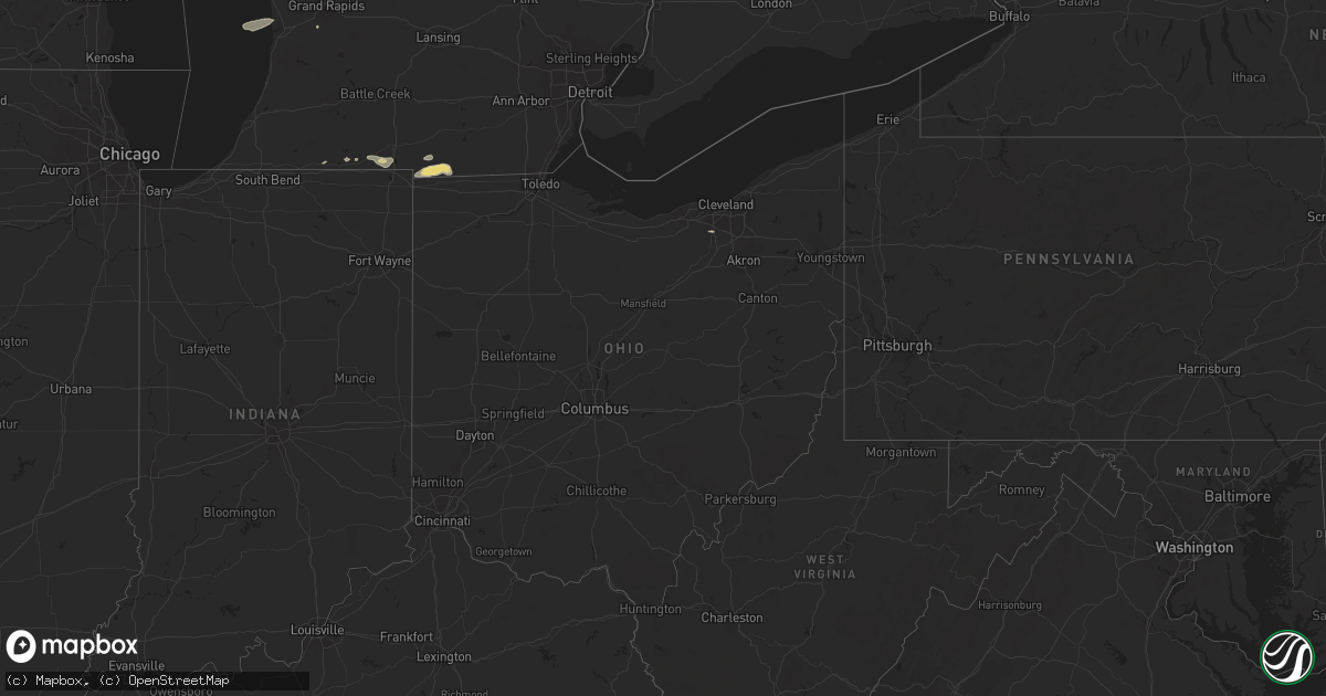 Hail map in Ohio on September 20, 2018