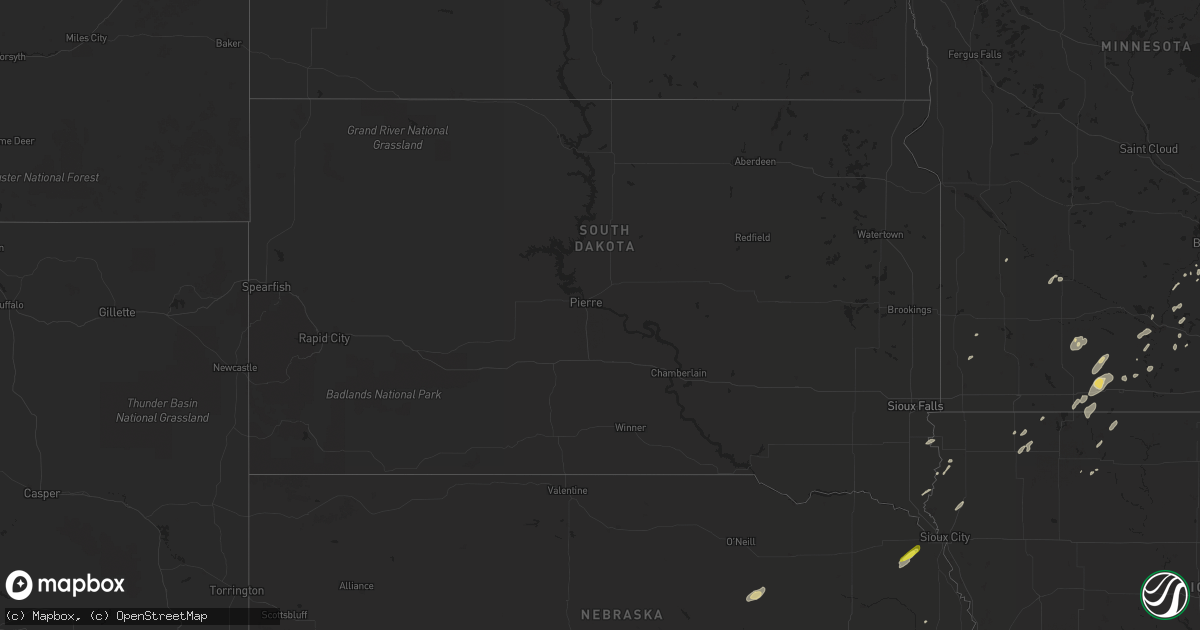 Hail map in South Dakota on September 20, 2018