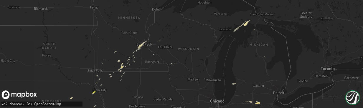 Hail map in Wisconsin on September 20, 2018