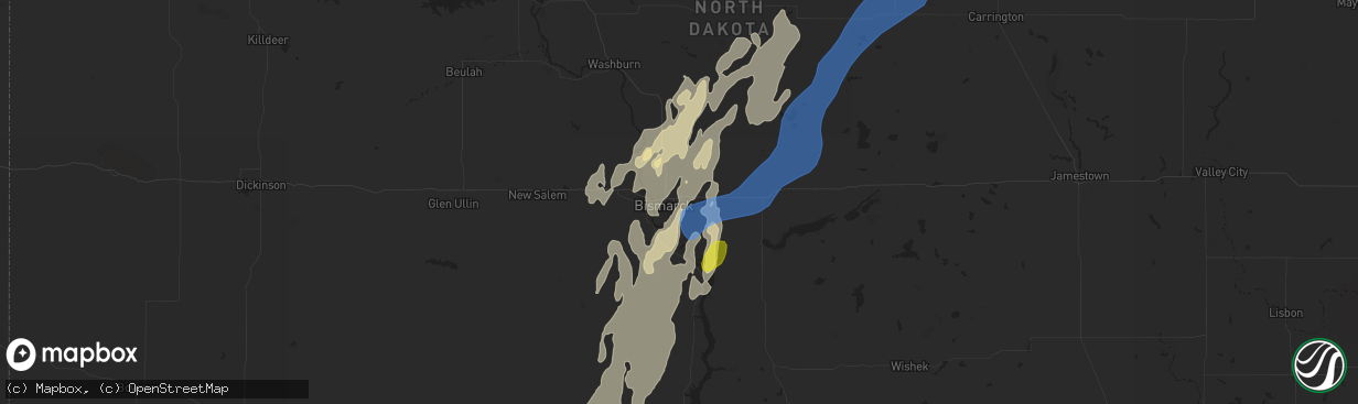 Hail map in Bismarck, ND on September 20, 2019