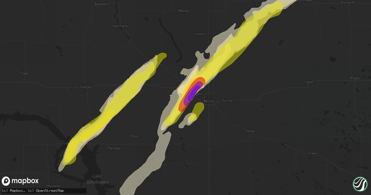 Hail map in Burlington, ND on September 20, 2019