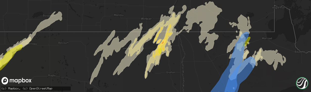 Hail map in Cavalier, ND on September 20, 2019