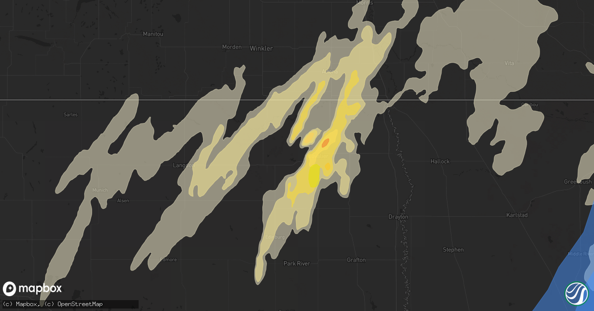 Hail map in Cavalier, ND on September 20, 2019