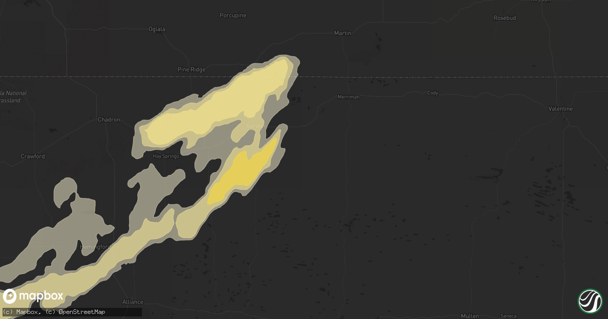 Hail map in Gordon, NE on September 20, 2019