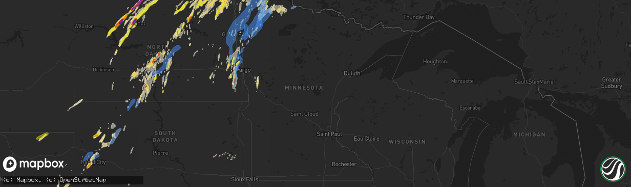 Hail map in Minnesota on September 20, 2019