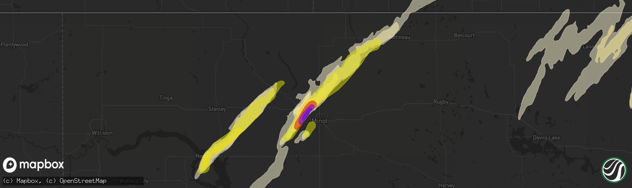 Hail map in Minot Afb, ND on September 20, 2019