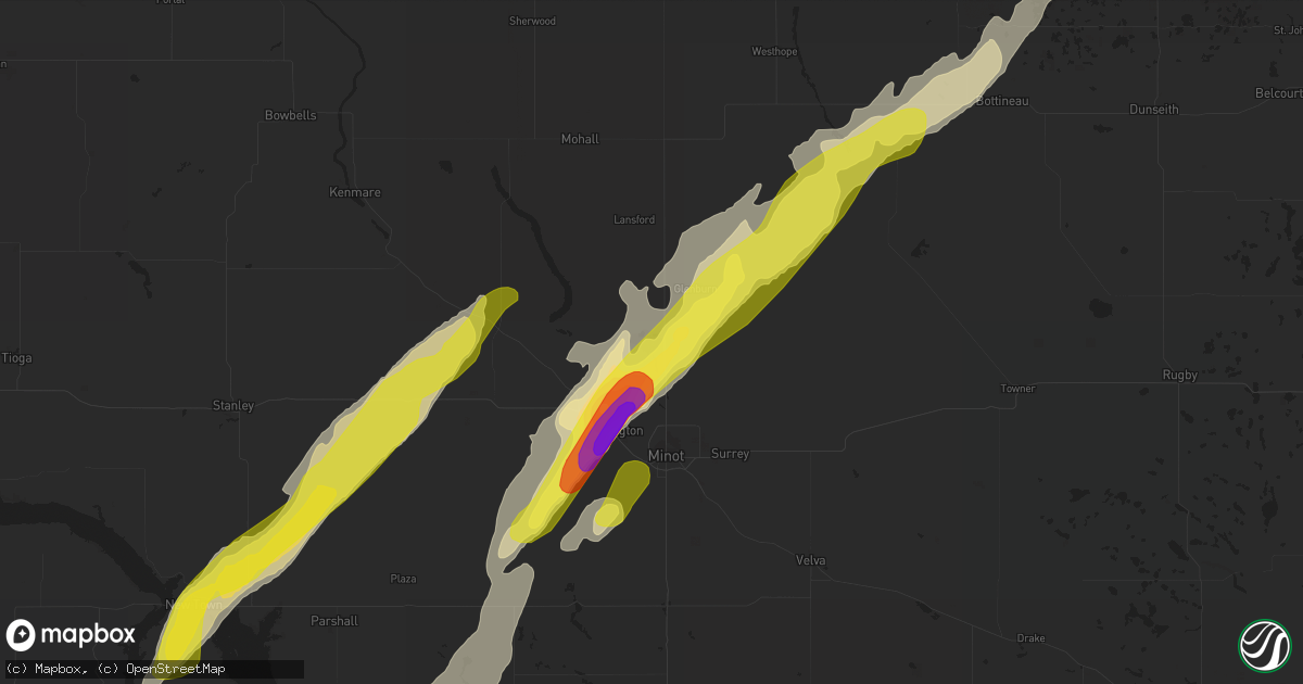 Hail map in Minot Afb, ND on September 20, 2019
