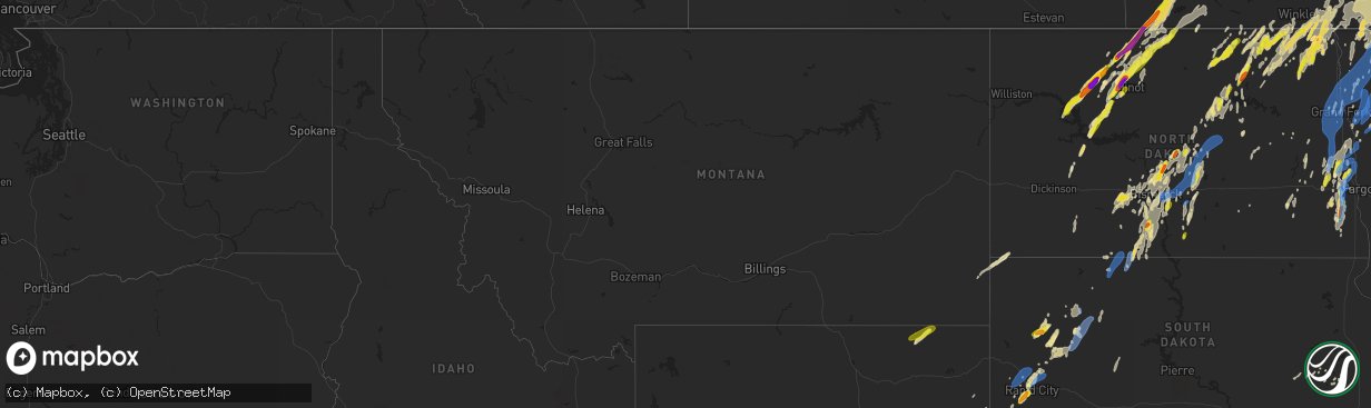 Hail map in Montana on September 20, 2019