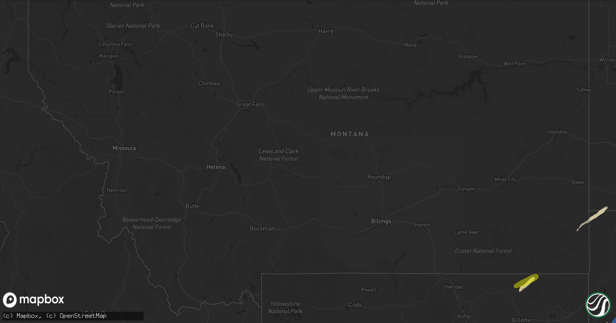 Hail map in Montana on September 20, 2019
